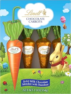 Lindt Chocolate Carrots, Solid Milk Chocolate Easter Candy Blended with Hazelnut, 1.9 Oz Box