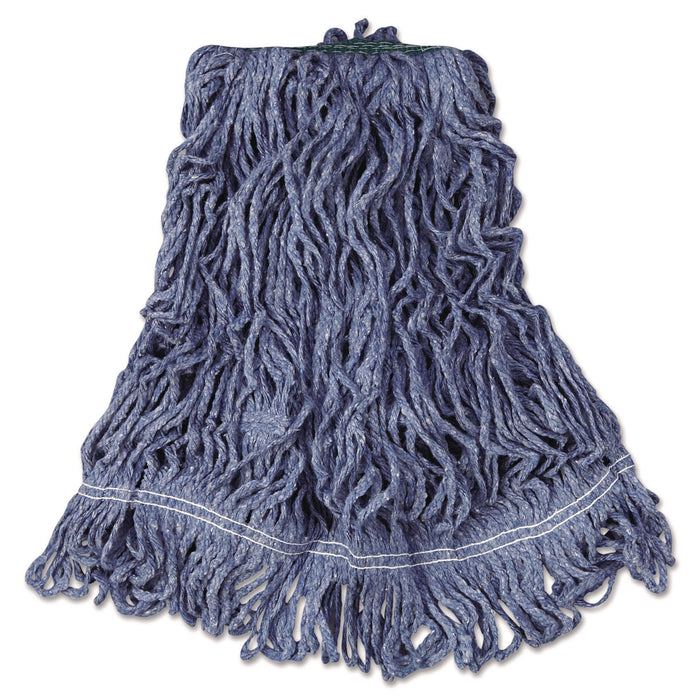 Rubbermaid Commercial D212BLU Super Stitch Blend Mop Head, Medium, Cotton/Synthetic, Blue, 6/Carton