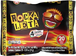 Sonrics Rockaleta Bag, Bubble Gum and Candy Lollipops with Chili Layer, 16.9 oz (Pack of 10)