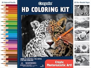 Crayola HD Coloring Kit, 30 Colored Pencils & 20 Adult Coloring Pages, Coloring Set for Adults & Teens, Coloring Supplies
