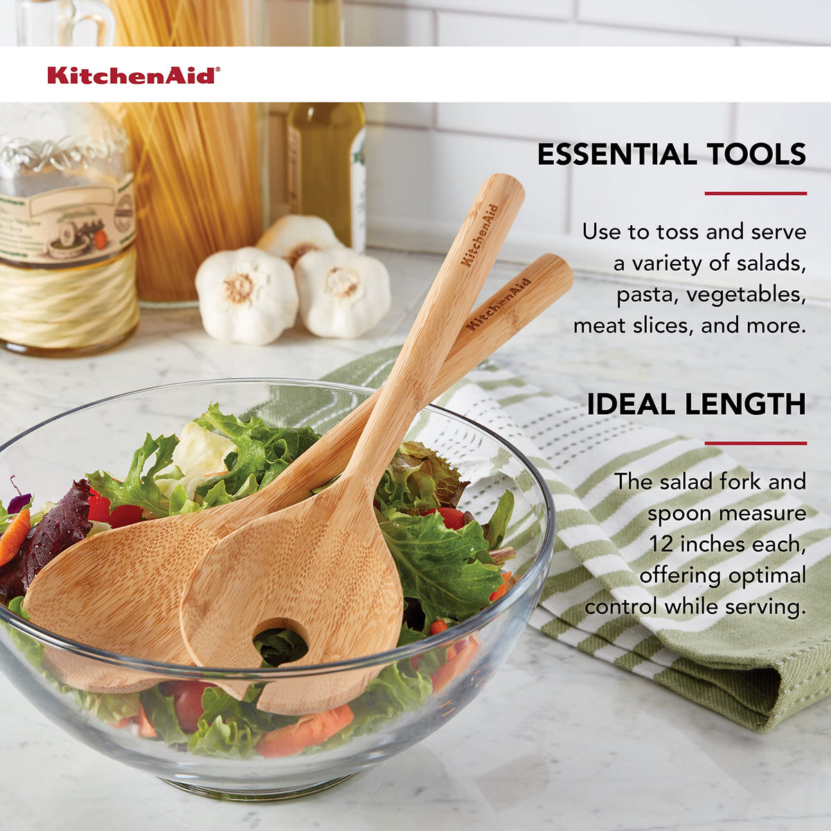 KitchenAid 2-Piece / 2-Piece Bamboo Salad Server Set / Bamboo Cooking Spoons