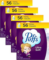 Puffs Ultra Soft Facial Tissues, 1 Cube, 56 Facial Tissues Per Box (Pack of 4)
