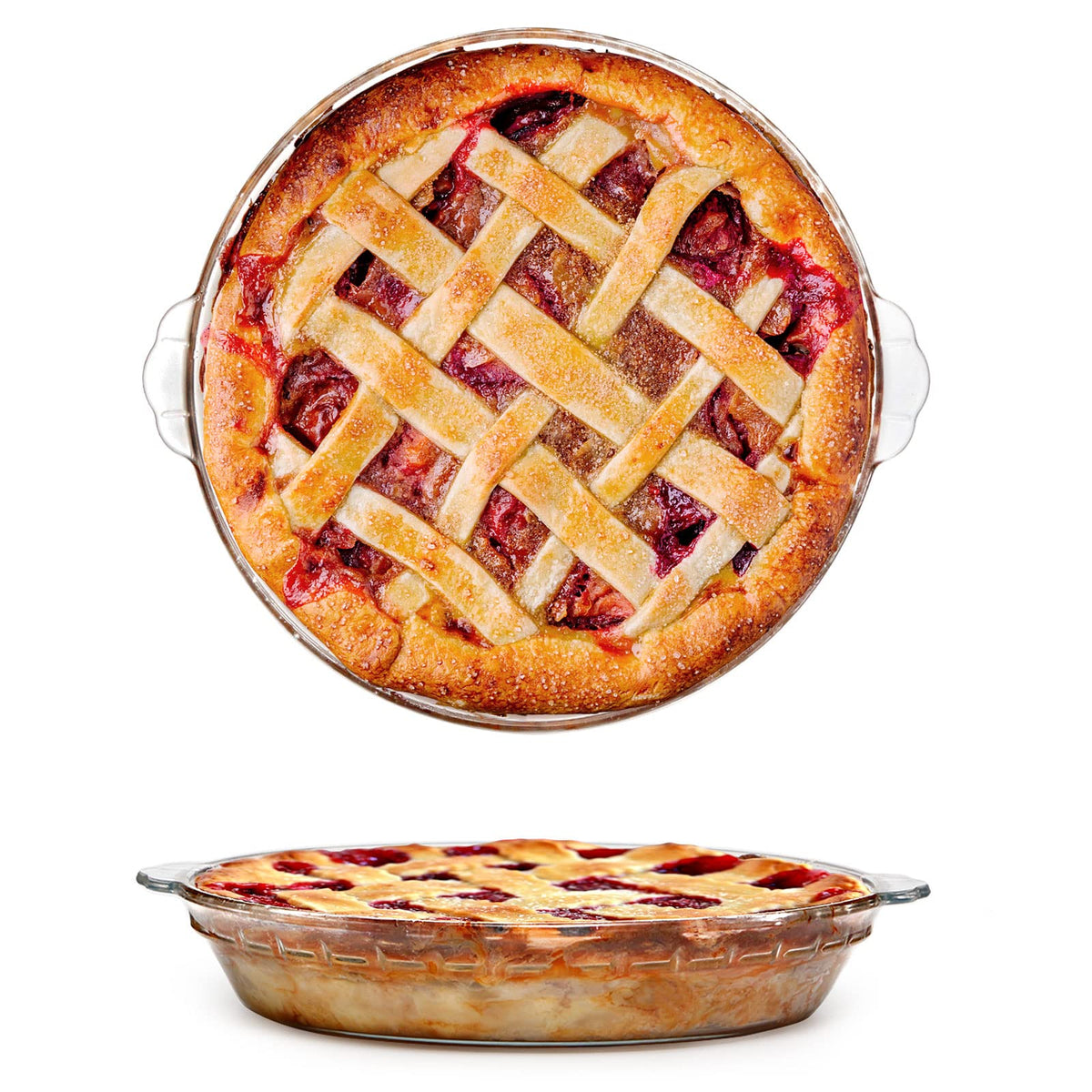 Nutriups Glass Pie Plate, Round Baking Dish, Clear 9.5 Inch