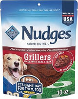 Blue Buffalo Nudges Grillers Natural Game Day Football Dog Treats, Steak, Made with Real USA Beef, 10oz Bag