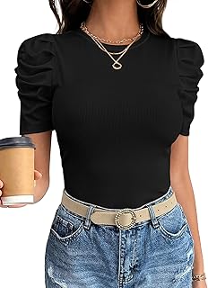 Women Puff Short Sleeve Tops 2026 Summer T-Shirts