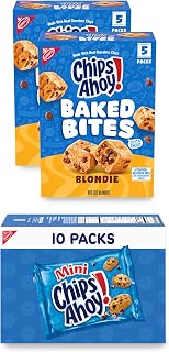 Baked Bites and Mini Cookies Variety Pack, 2 Boxes CHIPS AHOY! Baked Bites, Blondie and 1 Box CHIPS AHOY! Mini Original Chocolate Chip Cookies, 20 Total Snack Packs (3 Boxes)