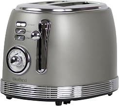 West Bend Toaster 2 Slice Retro-Styled Stainless Steel with 4 Functions and 6 Shade Settings, 850-Watts, Gray