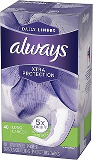 Always Xtra Protection Daily Liners Long Unscented, 40 Count