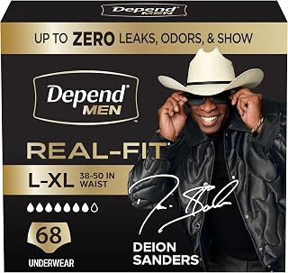 Depend Real Fit Incontinence Underwear for Men, L/XL, 68 Count