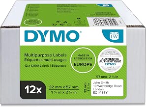 DYMO Authentic LabelWriter Multi-Purpose Labels | 32mm x 57mm | 12 Rolls of 1,000 Easy-Peel Labels (12,000 Count) | Self-Adhesive | for LabelWriter Label Makers