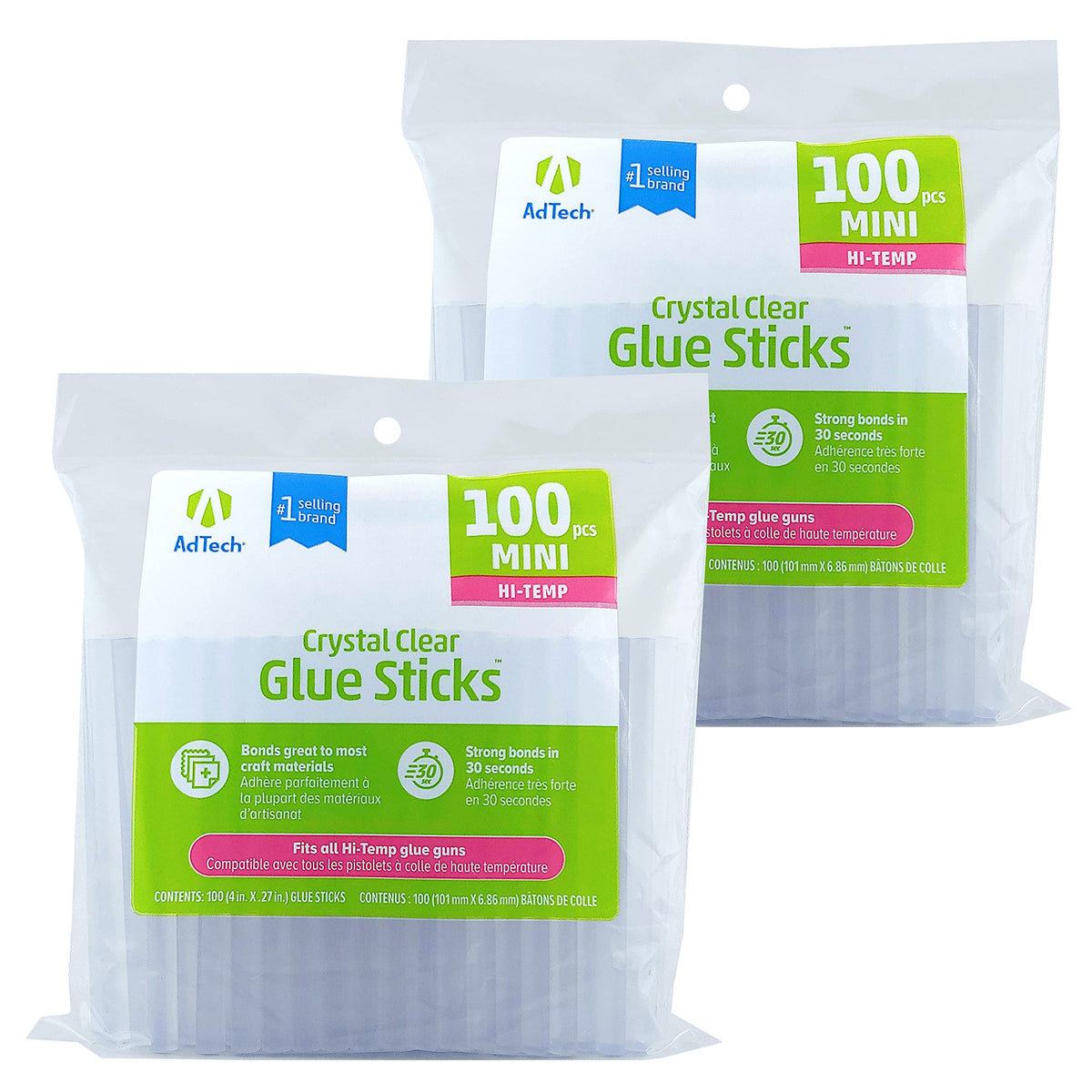 Cordless/Corded High Temperature Mini Hot Glue Gun (CL-195F) With Adtech 100ct-2pk 2-100ct High Temp Mini Size Glue Sticks by Surebonder – Clear
