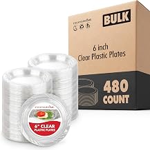 Stock Your Home 6 Inch Clear Plastic Dessert Plates 480 Pack, Flexible Disposable Plates for Desserts and Appetizers, Clear Party Plates