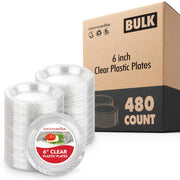 6 Inch Clear Plastic Dessert Plates 480 Pack by Stock Your Home – 10 Pack Pack of 48, Plastic, Clear, Pack of 480, Model SYH-2663-QV-10CT