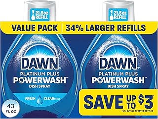 Dawn Powerwash Fresh Dish Spray, Liquid Dish Soap, Dish Soap Refill, Dish Detergent Liquid, 2 Refills, 2x21.5 Fl Oz