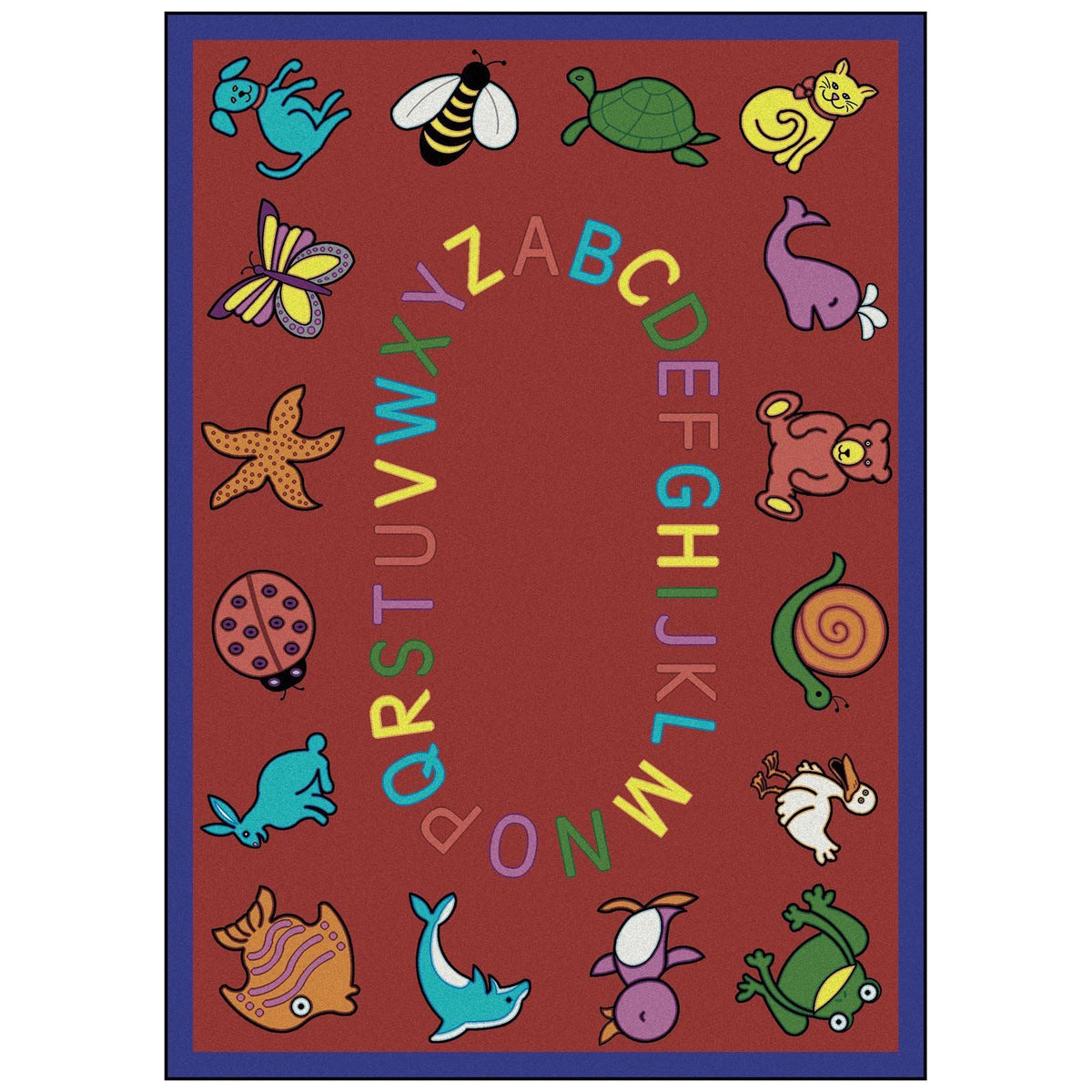Kid Essentials ABC Animals Rug by Joy Carpets – 10'9" x 13'2" (Rectangular), Nylon, Red