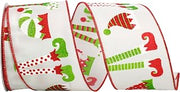 Reliant Ribbon 93085W-601-40F Elf Legs & Hats Wired Edge Rd, Lime/red, 2-1/2 Inch, 10 Yards