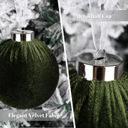 Vtyepou Velvet Christmas Ornaments, 3.15 Inch, Brown Green Neutral, Pack of 15
