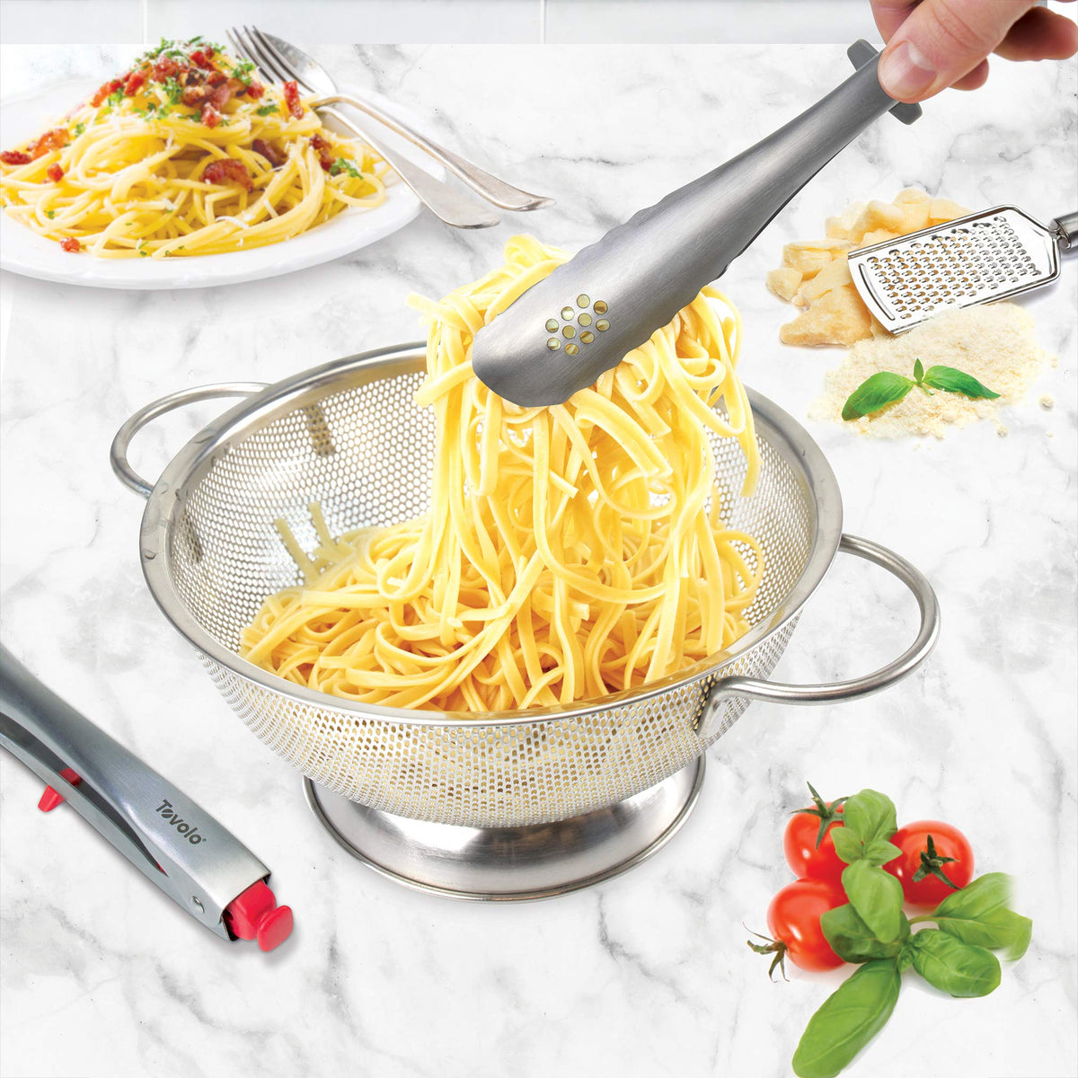 Kitchen 9" Cooking Tongs by Tovolo – 9" (Pack of 2), Stainless Steel, Candy Apple, Model 81-27916