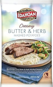 Idahoan CREAMY Butter & Herb Mashed Potatoes, 8/32 oz. pchs, 32 Oz (Pack of 8)