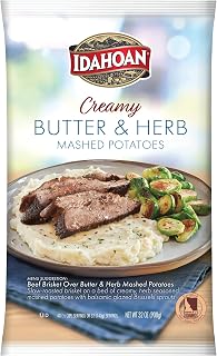 Idahoan CREAMY Butter & Herb Mashed Potatoes, 8/32 oz. pchs, 32 Oz (Pack of 8)