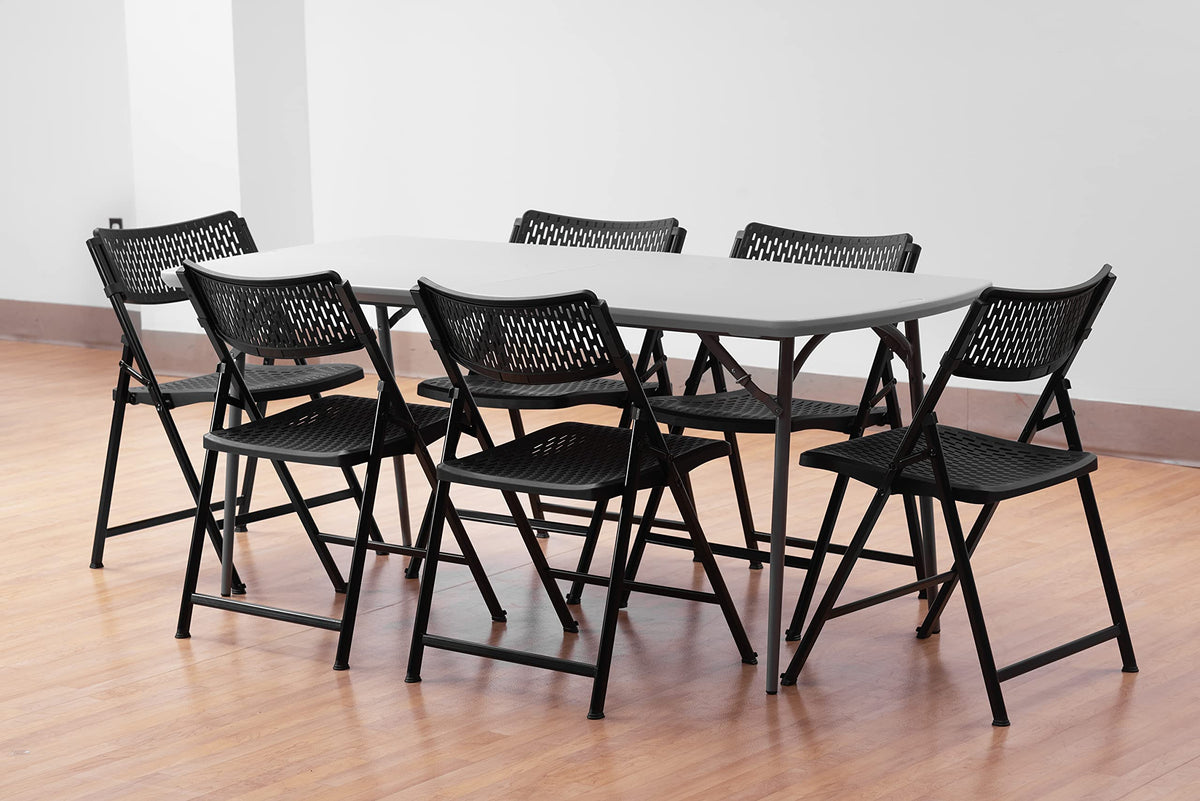NPS Airflex Series Premium Polypropylene Folding Chair by National Public Seating – Alloy Steel, Black, Model 1410