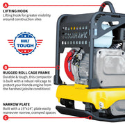 Tomahawk 5.5HP Honda Reverse Vibratory Plate Compactor Tamper Gravel Soil Compaction (5.5HP Reverse Compactor) by Tomahawk Power – Model TPC100H