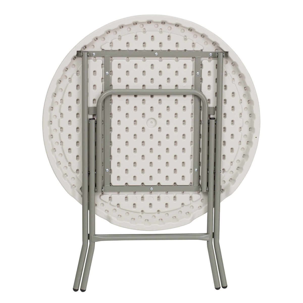 2.63 ft Plastic Round Folding Table by Flash Furniture – 32" Round, Plastic, Metal, Plastic: Polyethylene, Granite White, Model RB-32R-GW-GG