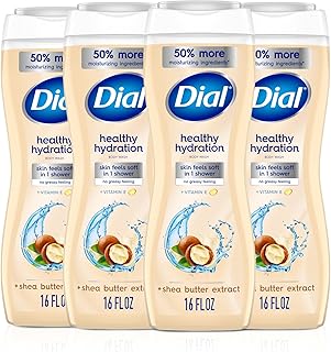 Dial Healthy Hydration Body Wash, Shea Butter, Vitamin E, 16 fl oz, 4-Pack
