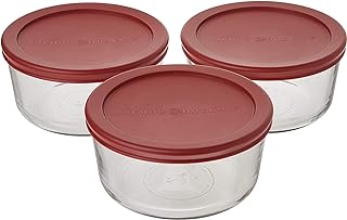 Anchor Hocking 4 Cup Food Storage Containers with Red Lids (3)