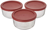 4 Cup Food Storage Containers with Red Lids (3) by Anchor Hocking – 4 cup, 4.0 cups, Glass, Red, Pack of 3