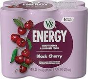 V8 Energy Black Cherry Energy Drink, 8 fl oz Can (6 Pack)