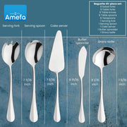 Baguette Flatware Set - Silver by Amefa – 3.35" H x 9.84" L x 4.5" W, Stainless Steel, Baguette, Pack of 45, Model 844000MBUSE42