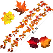 DearHouse Maple Leaf Garland, 5.9 Feet Per Piece, 2 Pack, Orange