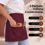 Server Waist Aprons 4 Pack Short 3 Pockets Men Women Burgundy by Utopia Wear – 24x12 Inches (Pack of 4), Polyester, Burgundy, Model UK0963