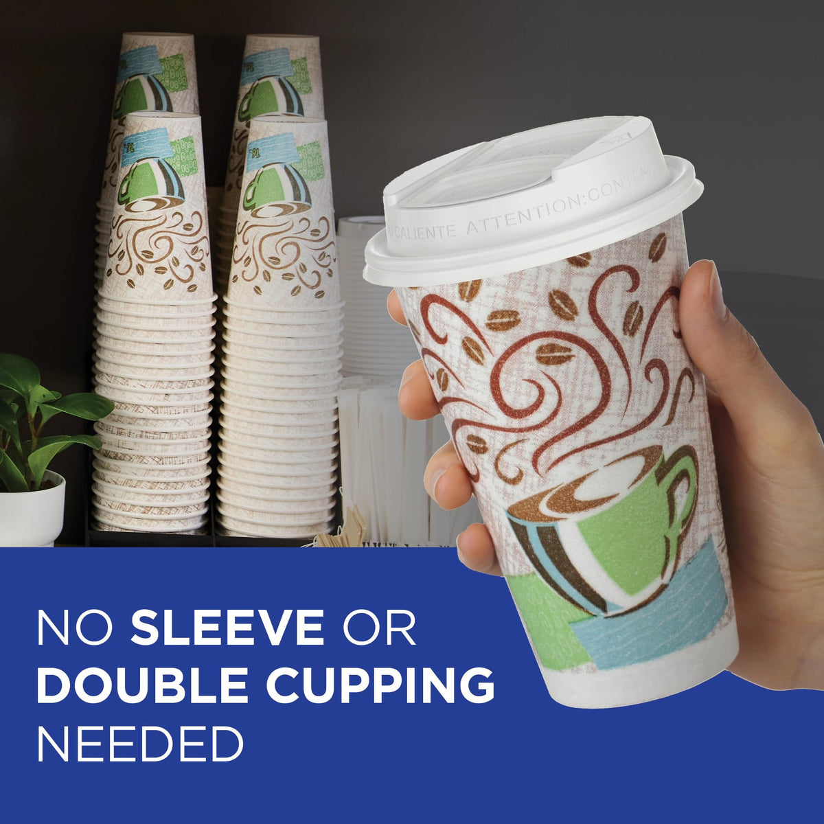 Dixie PerfecTouch 10 oz Paper Coffee Cups By GP PRO – Coffee Haze Design, 500 Count (25 Disposable Cups Per Sleeve, 20 Sleeves Per Case), 5310DX