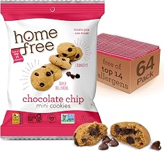 Homefree Chocolate Chip Mini Cookies, 1.1 oz (Pack of 64) | Individually Wrapped, Nut Free, Gluten Free, Vegan, Allergy Friendly, School Safe