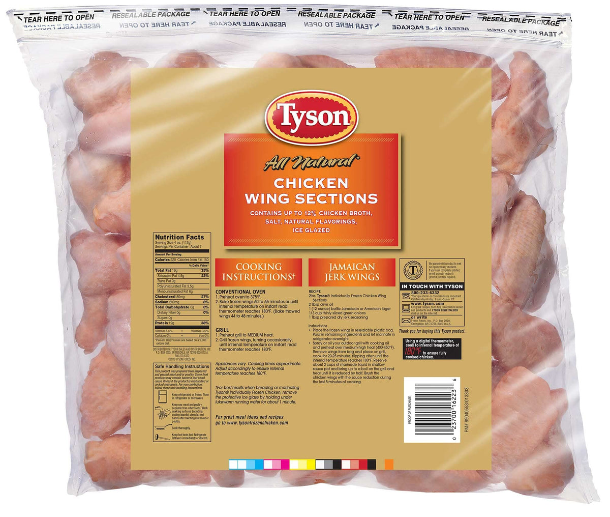 Uncooked Ice Glazed Chicken Wing Sections by Tyson – Commercial Grade