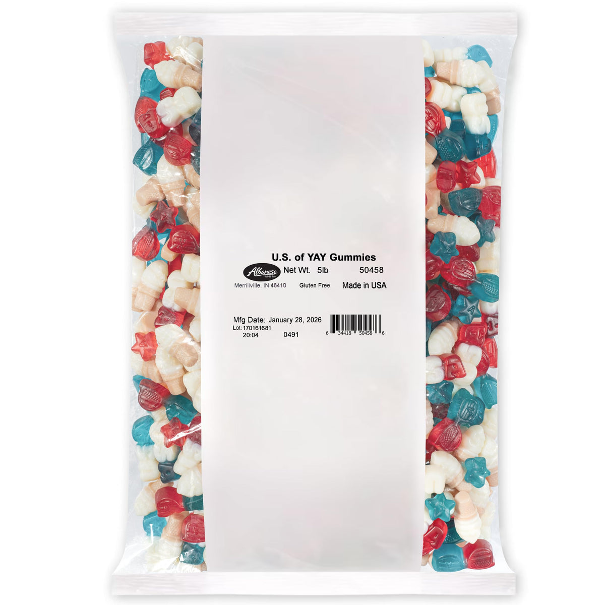 Albanese U.S. of YAY / 5lbs / Red, White, Blue Gummy Candy