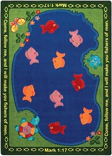 Joy Carpets 1550BB Fishers of Men 3 ft.10 in. x 5 ft.4 in. Oval 100 Pct. STAINMASTER Nylon Machine Tufted- Cut Pile Educational- Faith Based Rug