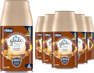 Glade Automatic Spray Refill and Holder Kit, Air Freshener for Home and Bathroom, Cashmere Woods, 6.2 Oz, 6 Count