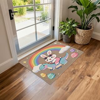 JUNZAN Soft Faux Lambskin Plush Non Slip Rubber Back Floor Rug One Size