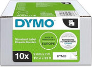 DYMO Authentic D1 Labels, 9mm x 7m Roll, Black Print on White, Self-Adhesive Labels for LabelManager Label Printers, 10 Count