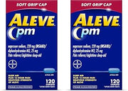 Aleve PM Sleep Aid Plus Pain Reliever Caplets,Naproxen Sodium & Diphenhydramine HCl,Nighttime,120 Count (Pack of 2)