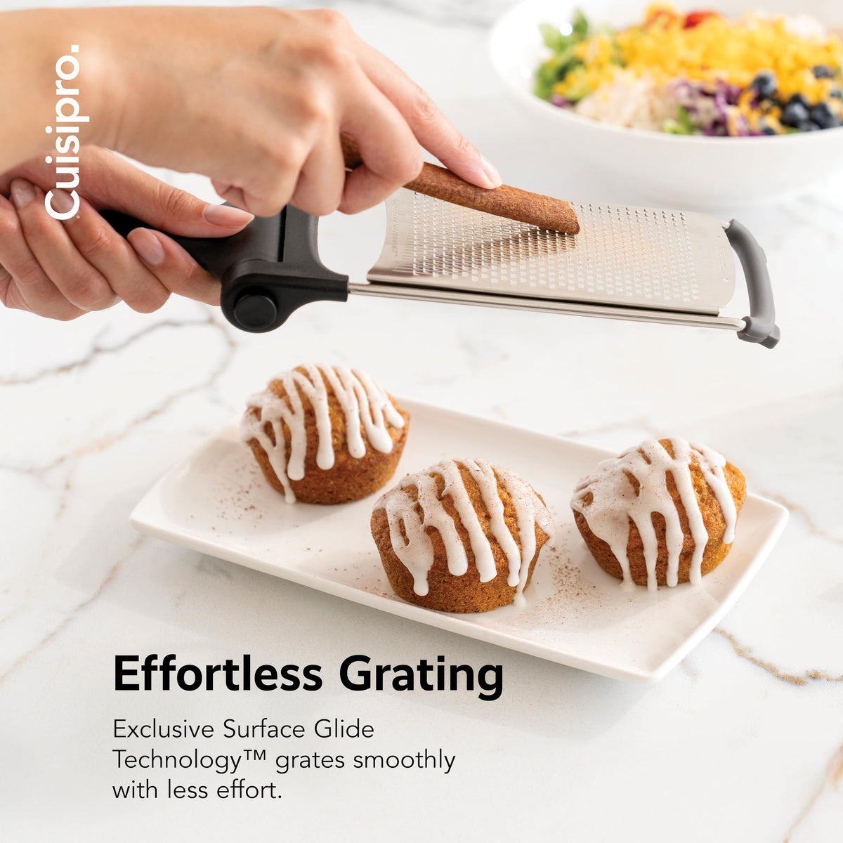 Surface Glide Technology Stainless Steel Folding Handle Grater by Cuisipro – Fine Grater, Stainless Steel, Model 746812