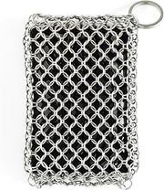 FINEX Stainless Steel Chain Link Scrubber, Cast Iron Skillet & Grill Pan Cleaner, Silicon Insert, Safe & Durable, Made in the USA