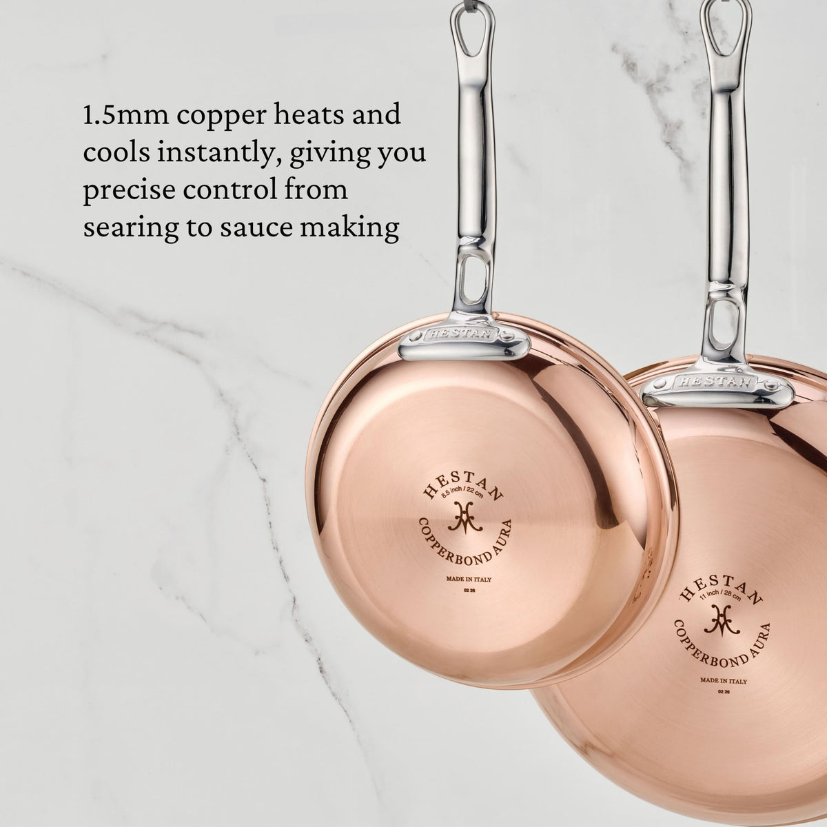 CopperBond® Aura™ 8.5" Professional Copper Skillet by Hestan – 8.5 Inches, 1.5 quarts, Copper, Model 31847