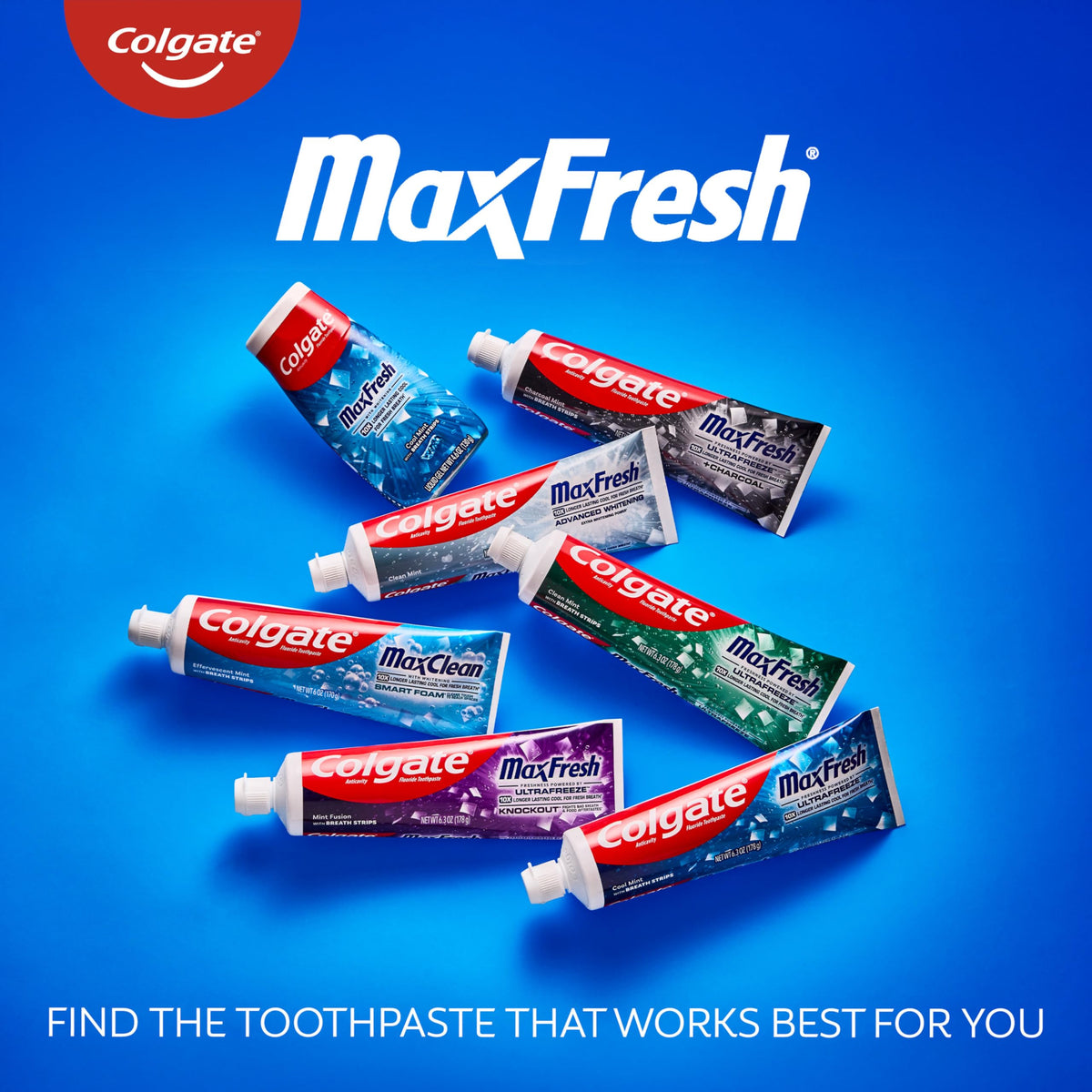 MaxFresh Fluoride Toothpaste by Colgate – 6.3 Ounce (Pack of 4), Pack of 4, Model 61032076