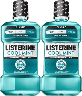 Listerine Cool Mint Antiseptic Mouthwash, Intense Mint, 33.8 fl. oz/1L x 2