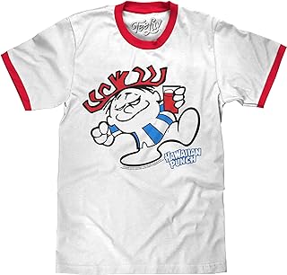 Men's Hawaiian Punch Ringer Tee Shirt - Punchy Cartoon Mascot Shirt