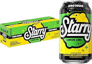 Starry Zero Sugar Lemon Lime Soda, 12 Fl Oz Cans (Pack of 12)